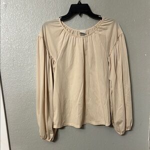 A New Day Cream Relaxed Blouse with Ruched Sleeves